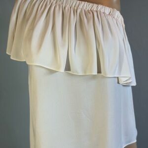 Milly Off-Shoulder Silk Cream Ruffle Dress Size XS